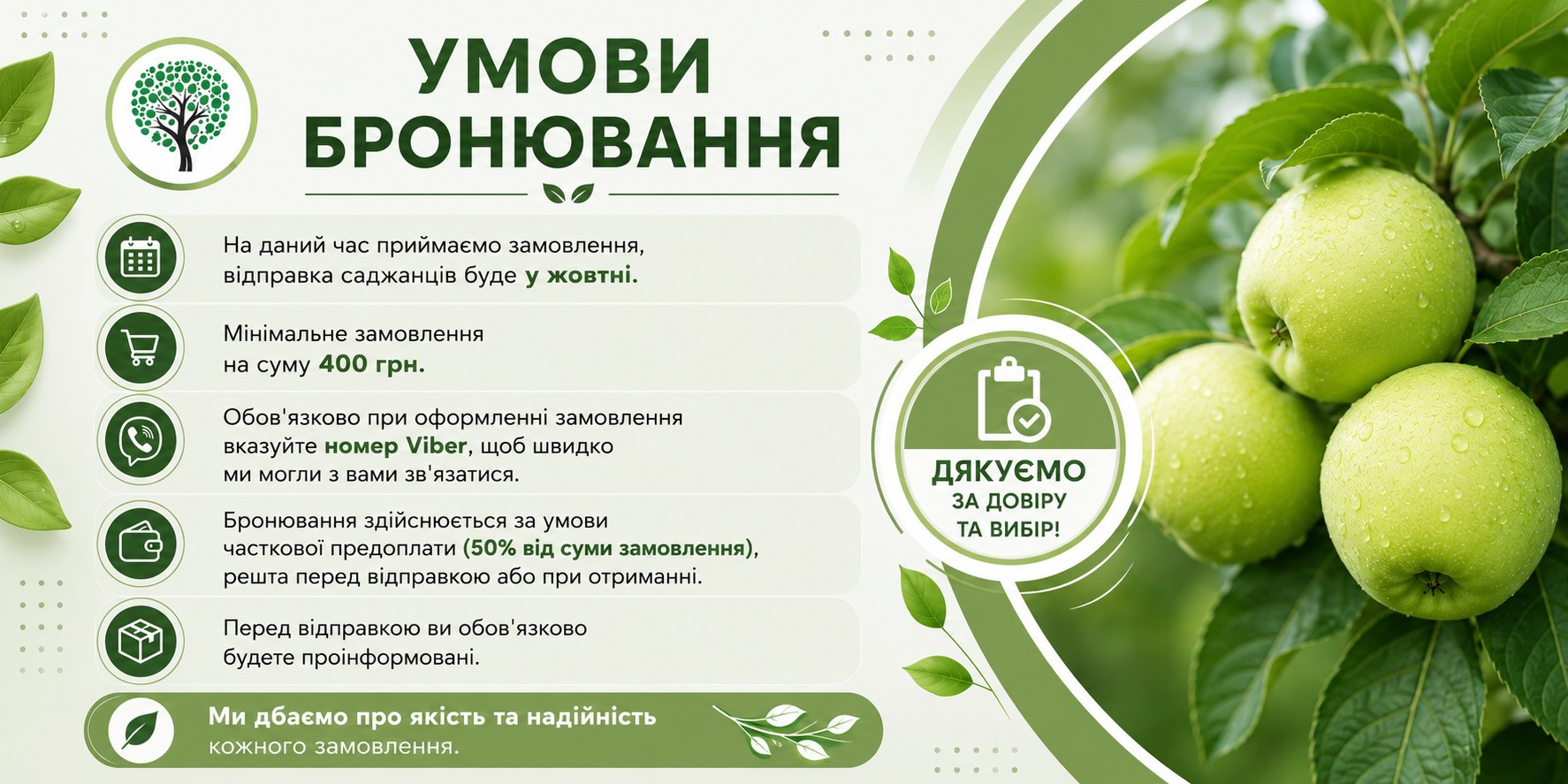 Саджанці від Іри Унгурян  — Банер 2